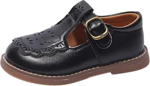 Little Kid Comfortable Sneakers Fashion Autumn Toddler Girls Casual Shoes Thick Sole Round Toe Buckle Dress Shoes