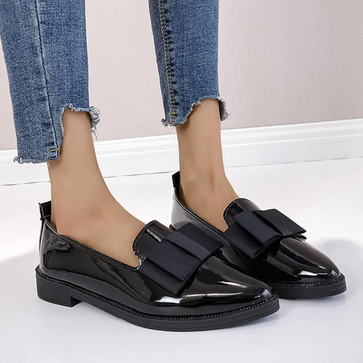 Loafers for Women Wide Dress Shoe Slip-Ons Penny Loafers Business Casual Shoe Comfortable Office Shoes Work Shoes