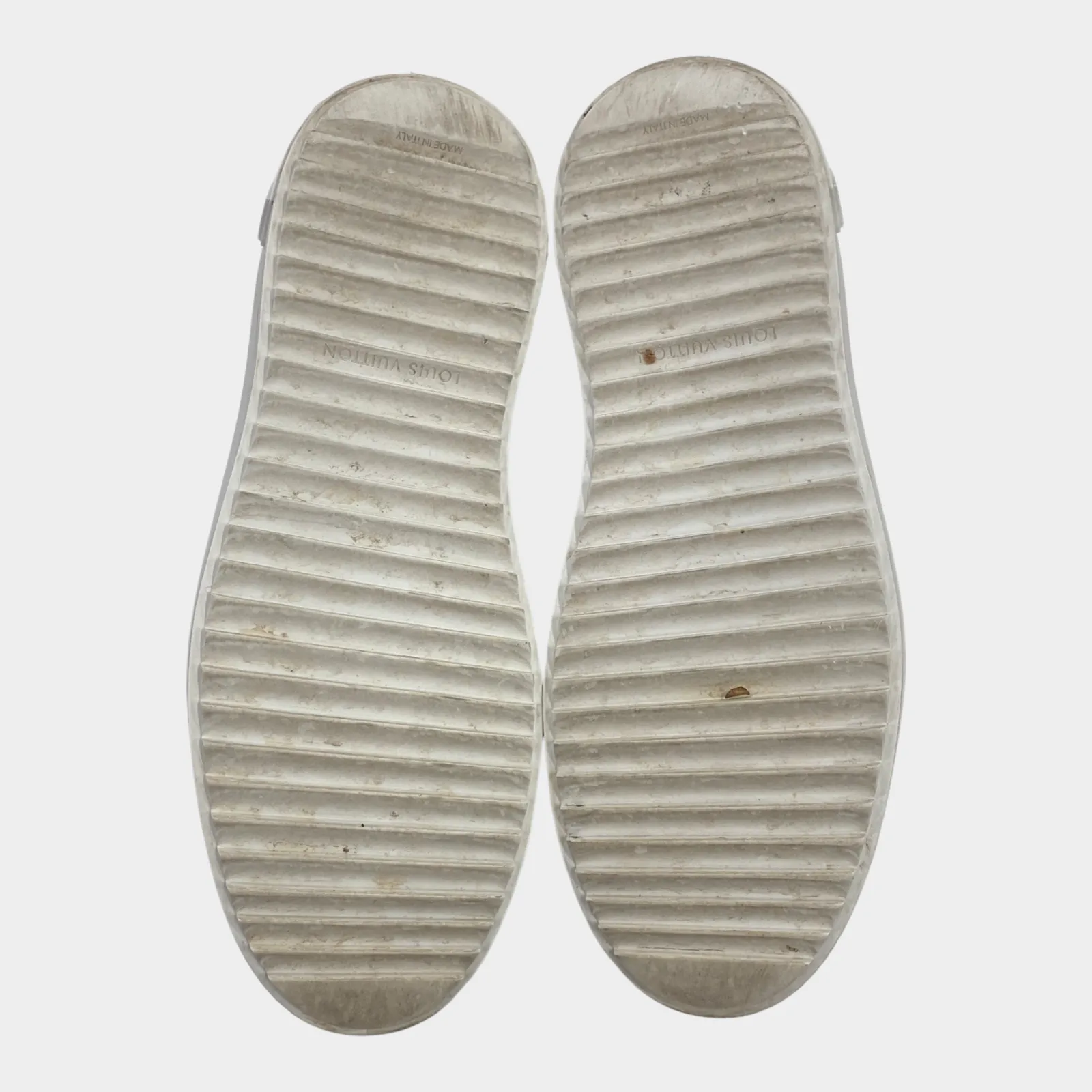 Louis Vuitton Women's White Leather Sneakers With Monogram Print