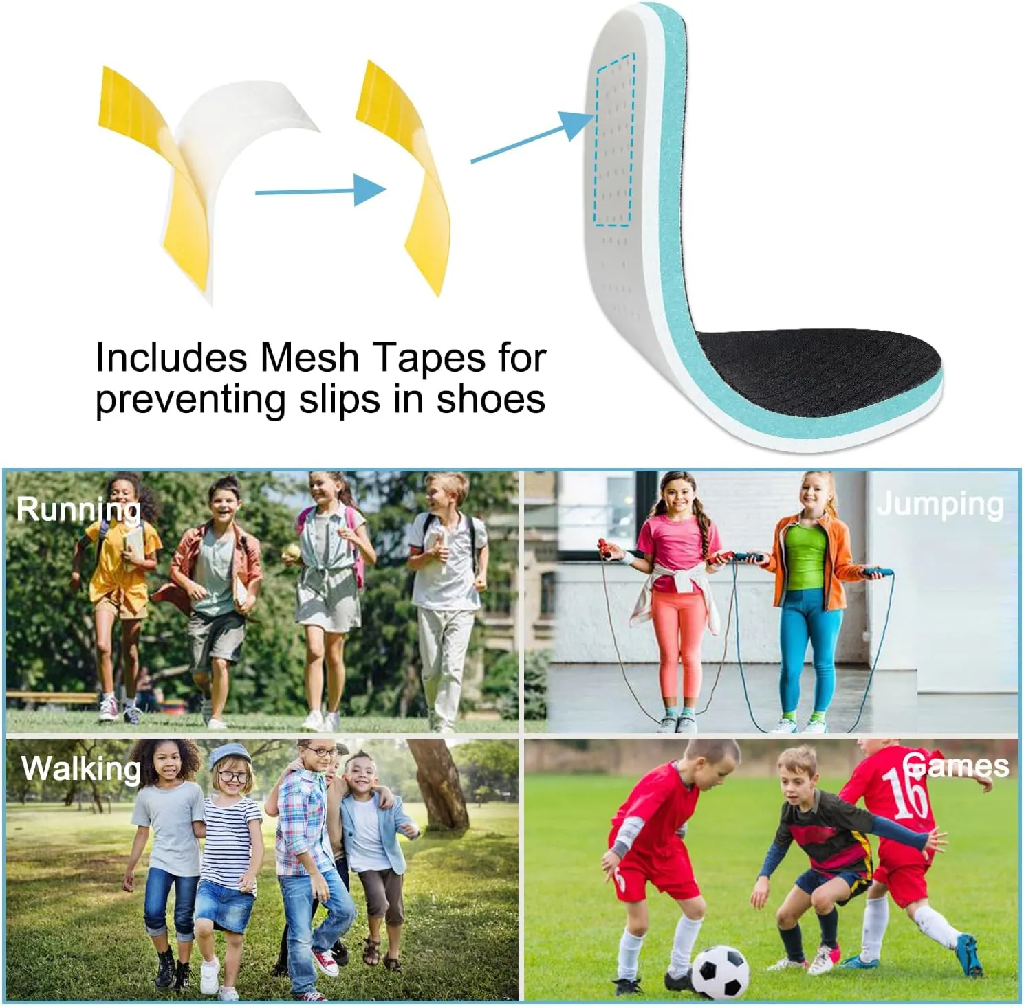 Memory Foam Insoles for Skechers Kids Slip Shoes, Replacement Children Insole Inserts for Sport Sneakers Boots Foot Comfort(Size:US Little Kids 1.5-EU33)