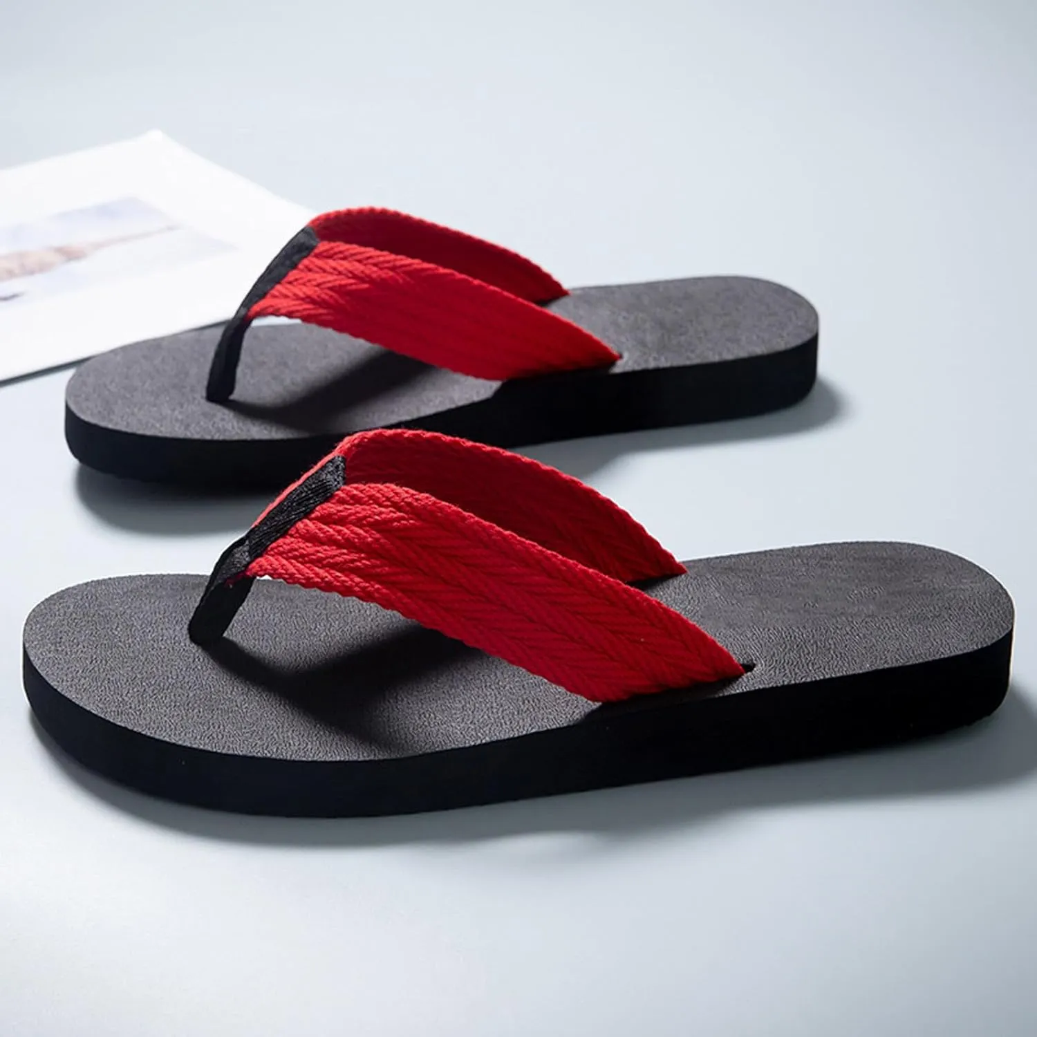 Men Summer Casual Outside Wear Beach Non Slip Breathable Flip Flops Clip Toes Big Size Flat Fuzzy Flip Flop Slippers Men