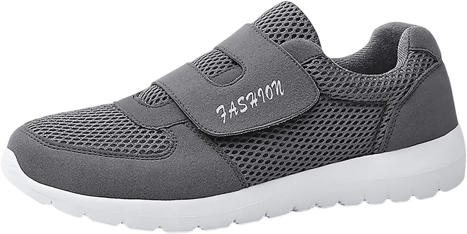 Men's 2025 New Hook Loop Solid Color Fly Woven Mesh Breathable Running Shoes Mens Motion Running Sneaker