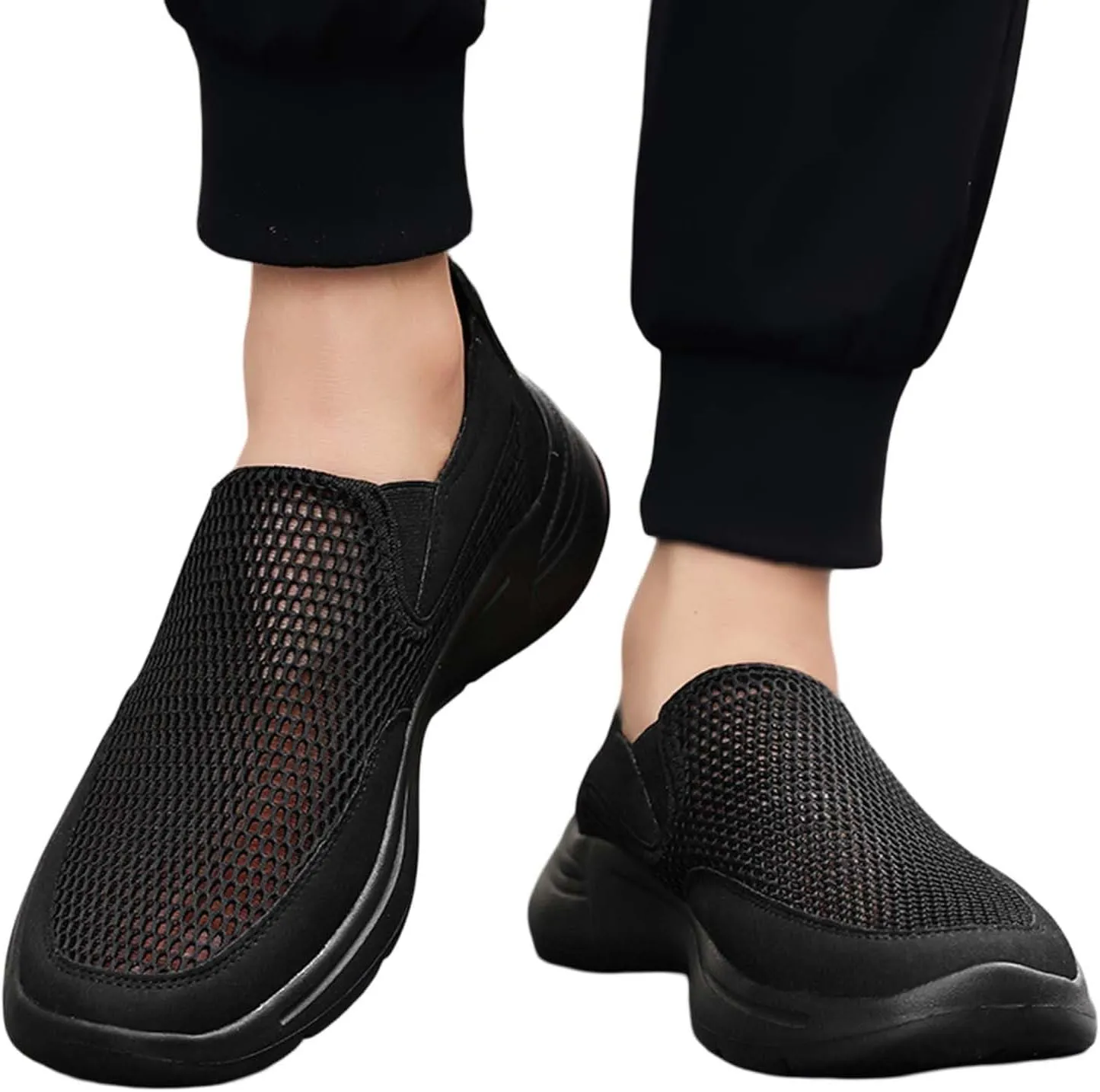 Men's Breathable Slip On Sneakers Lightweight Casual Shoes for Walking Running Gym Yoga Outdoor Summer Spring