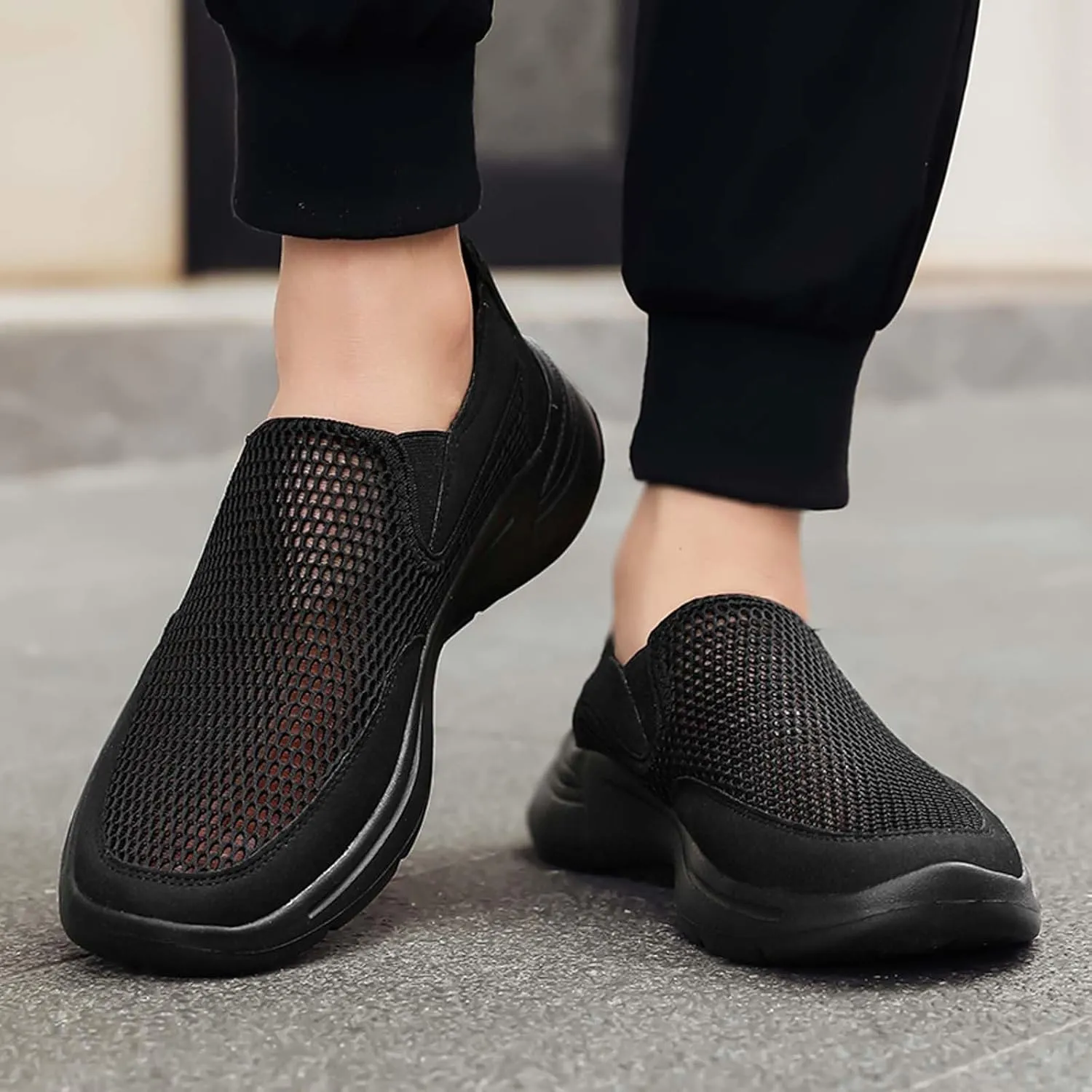 Men's Breathable Slip On Sneakers Lightweight Casual Shoes for Walking Running Gym Yoga Outdoor Summer Spring