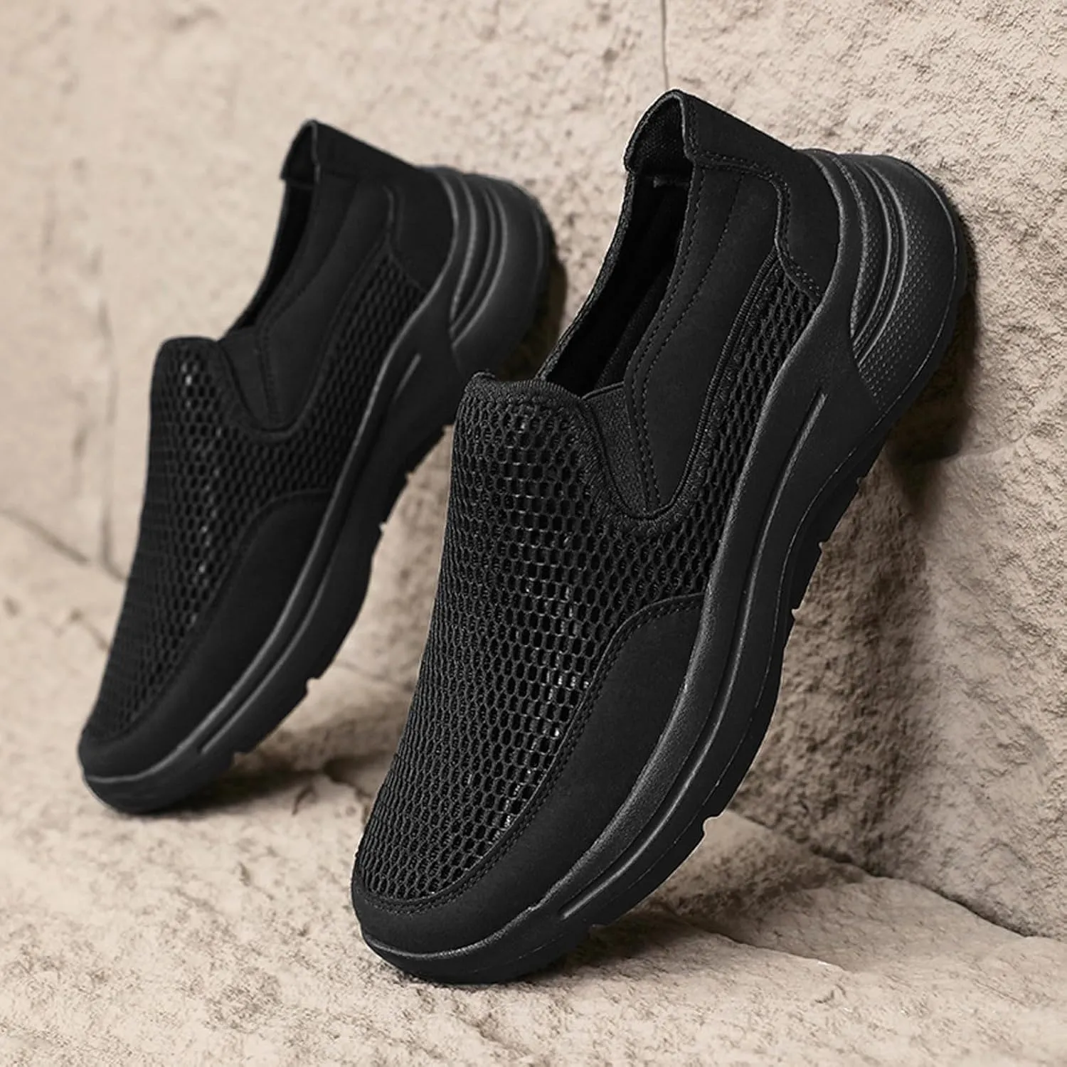 Men's Breathable Slip On Sneakers Lightweight Casual Shoes for Walking Running Gym Yoga Outdoor Summer Spring