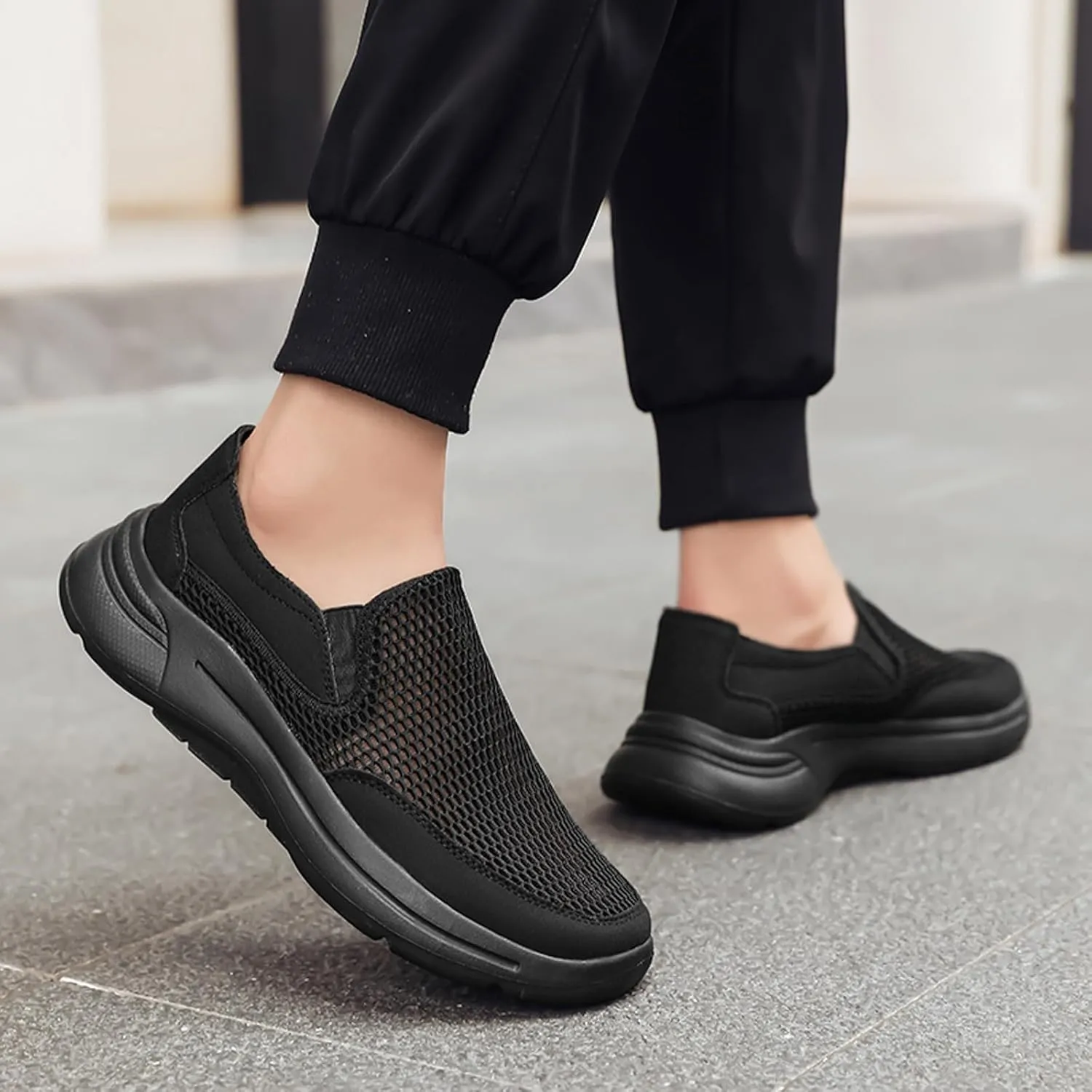 Men's Breathable Slip On Sneakers Lightweight Casual Shoes for Walking Running Gym Yoga Outdoor Summer Spring