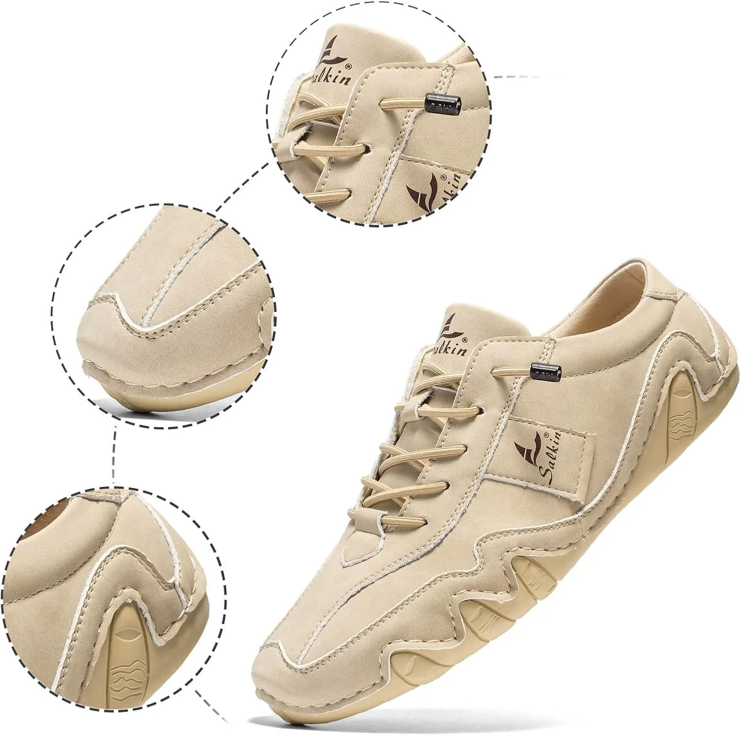 Men's Casual Leather Fashion Sneakers Ankle Chukka Boots Slip On Lightweight Loafers Walking Casual Dress Sneaker