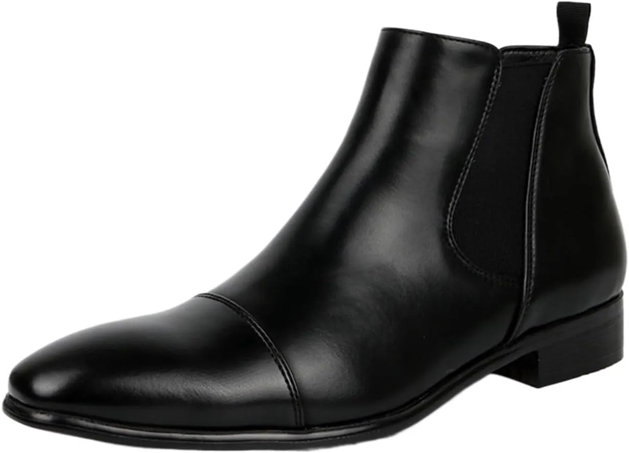 Mens Chelsea Boots Casual Dress Boots Black Ankle Boots Elastic Slip On Boots for Men