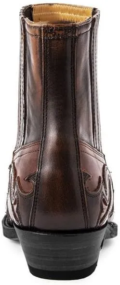 Men's Chelsea Dress Boots Classic Retro Slip On Boots For Men Embroidered Pointed Toe Cowboy Boots High Western Boots