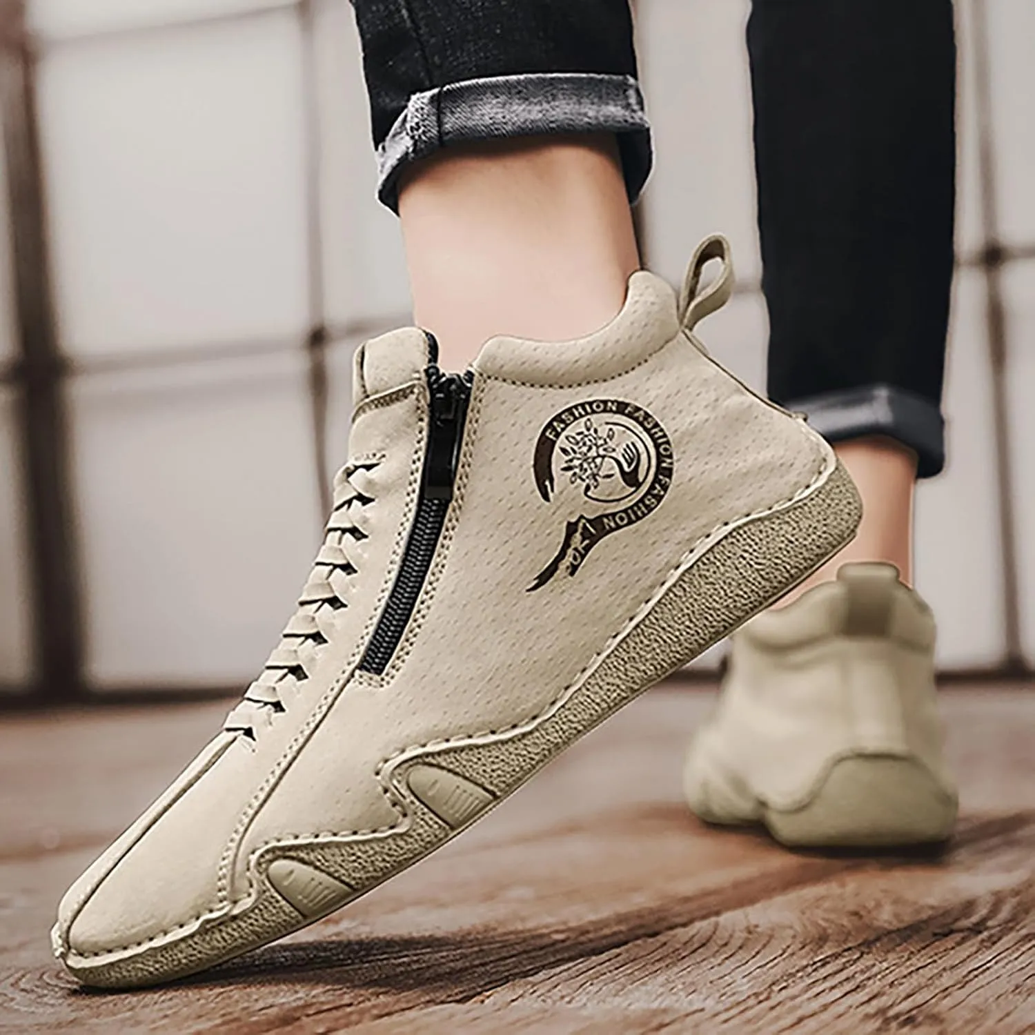 Men's Classic Casual Walking Shoes Comfortable Breathable Stretch Canvas Slip on Sneaker Versatile Elderly Shoes