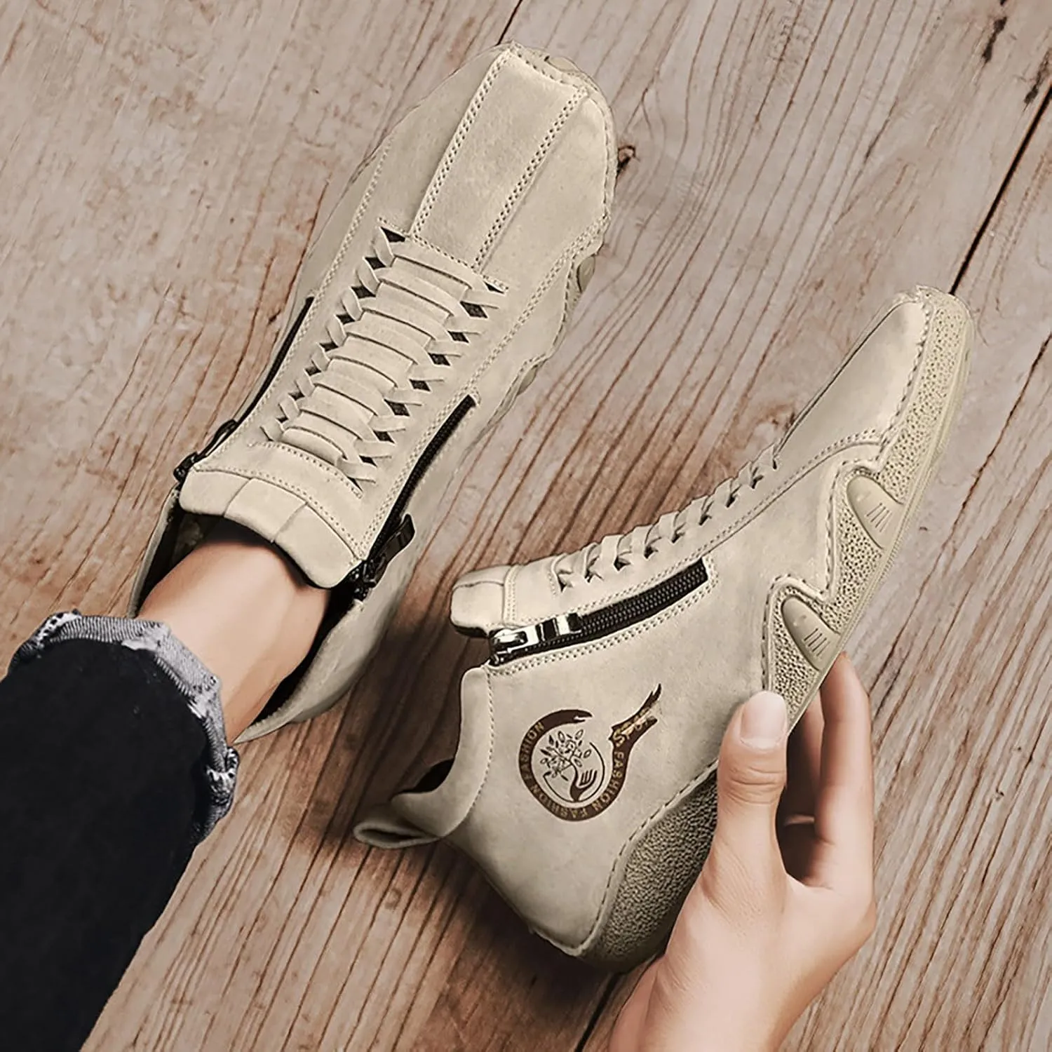 Men's Classic Casual Walking Shoes Comfortable Breathable Stretch Canvas Slip on Sneaker Versatile Elderly Shoes