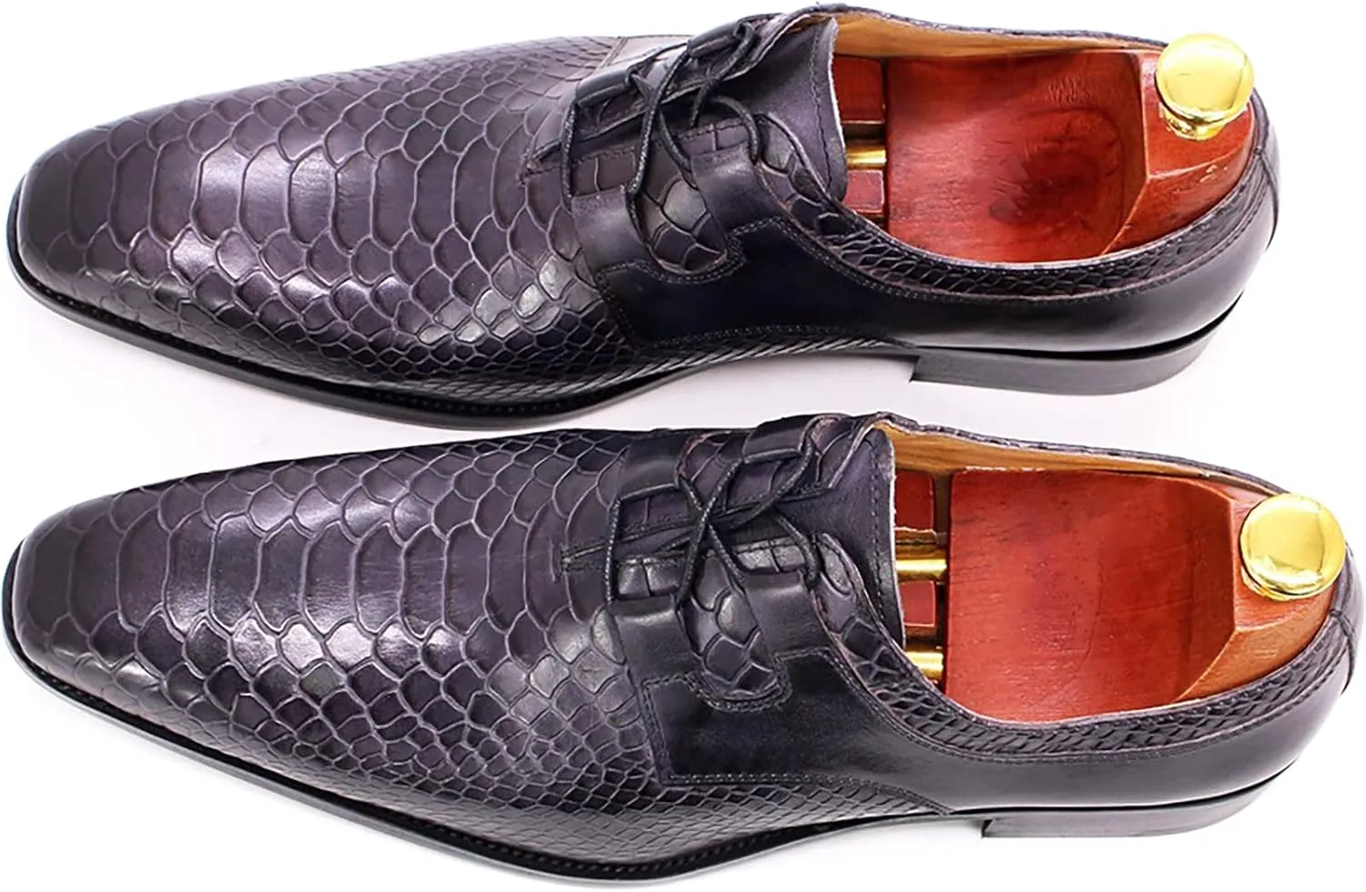Men's Classic Oxfords Formal Dress Shoes Brogues Derbys Breathable Leather Lace-ups,Grey-38
