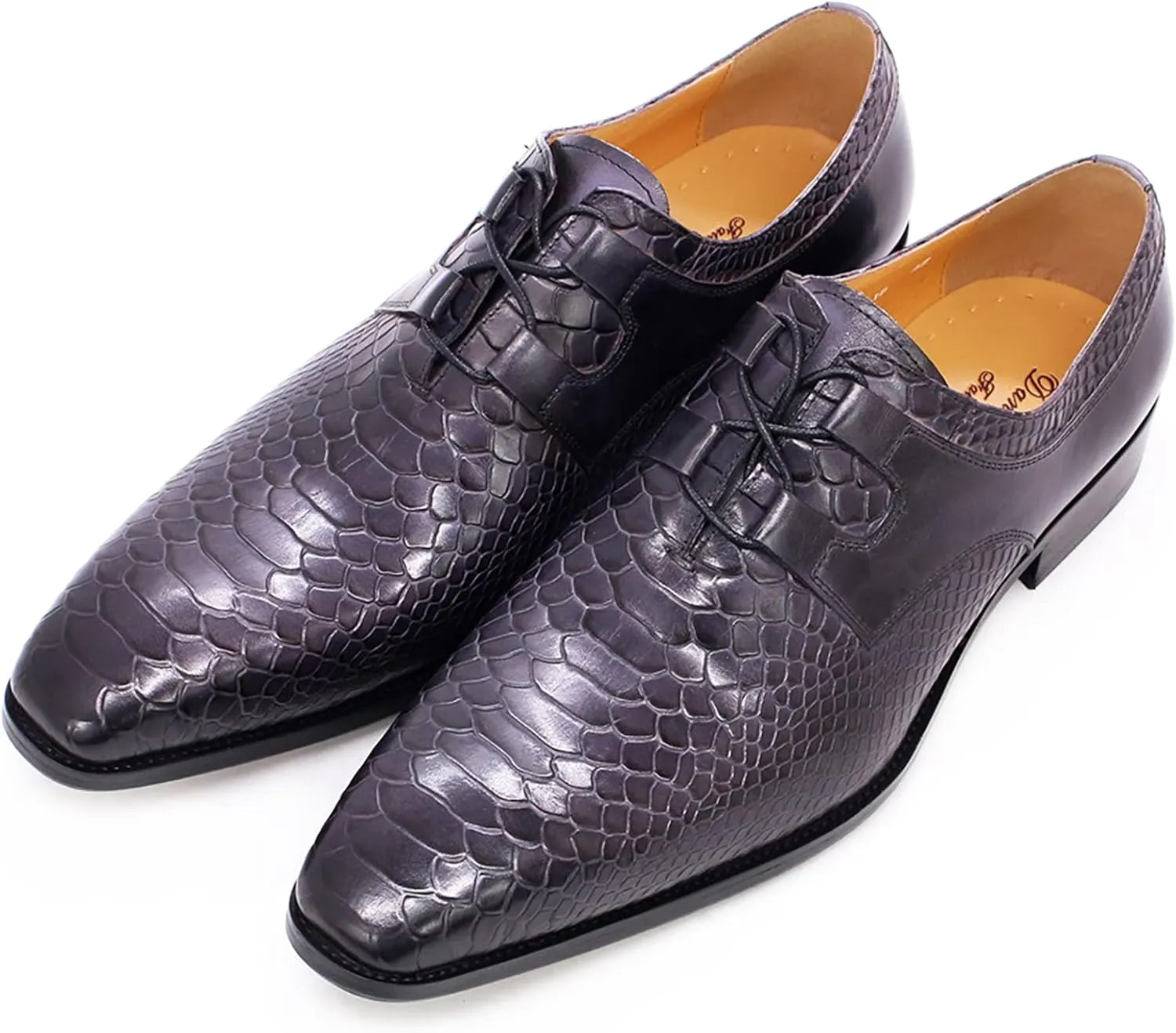 Men's Classic Oxfords Formal Dress Shoes Brogues Derbys Breathable Leather Lace-ups,Grey-38
