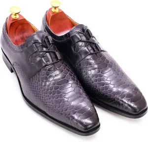 Men's Classic Oxfords Formal Dress Shoes Brogues Derbys Breathable Leather Lace-ups,Grey-38