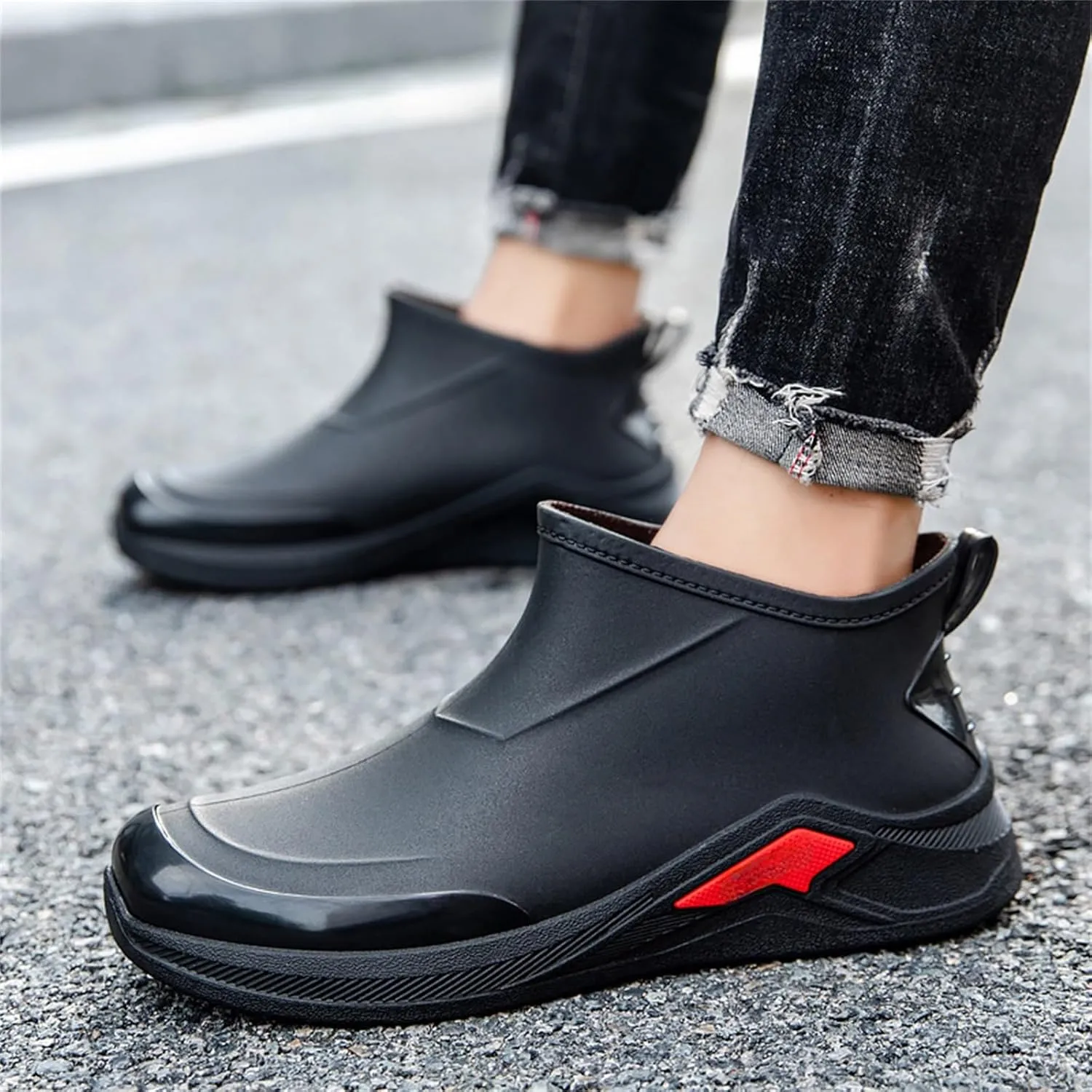 Mens Deck Boots Waterproof Fishing Rain Anti-Slip Ankle Rubber Outdoor Work Shoes Gardening Insulated Mud Boots
