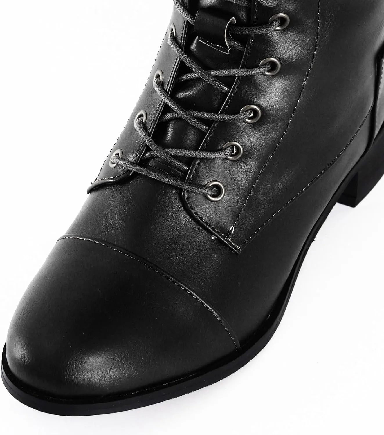 Men's Europe and The United States Round Head Large Size Square Heel Boots Lace Up Boots Belt Buckle Mens Boots Size