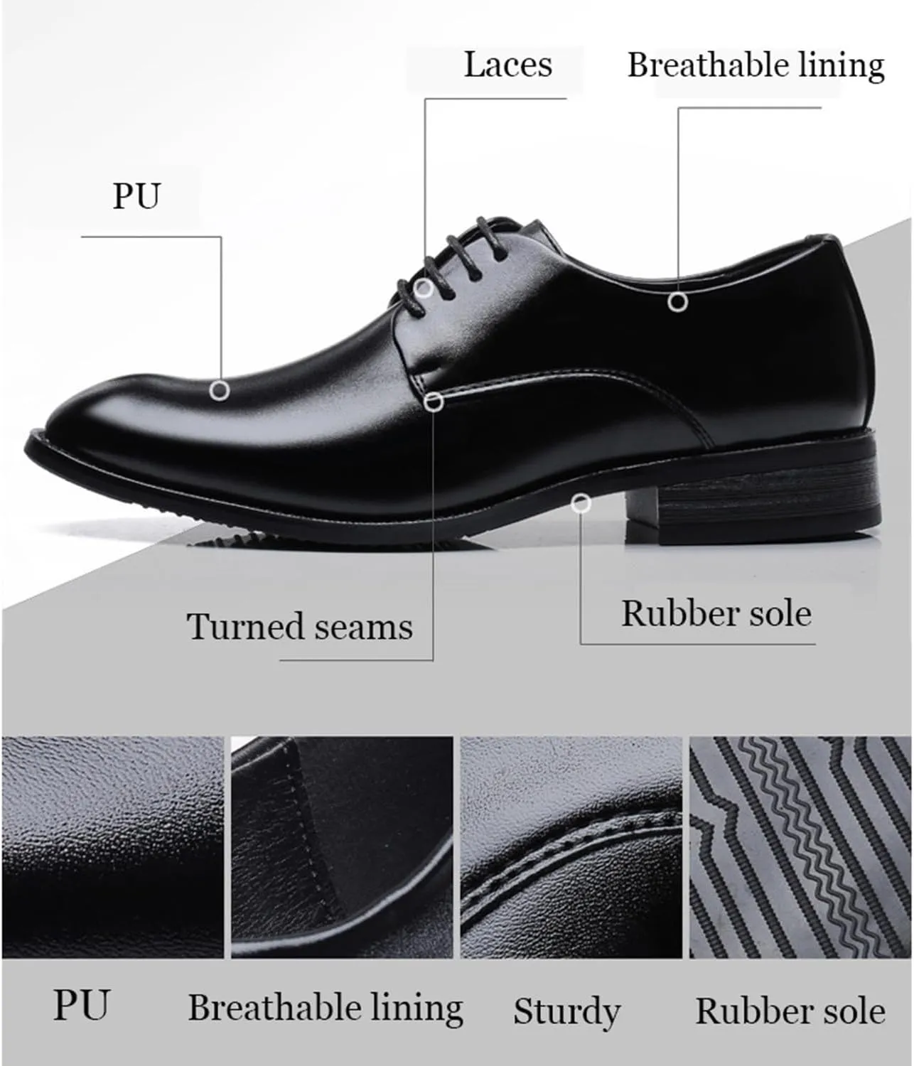 Men's Formal Oxford Shoes Casual Lace-up Classic Comfort Business Derbys Tuxedo Dress Shoes for Men
