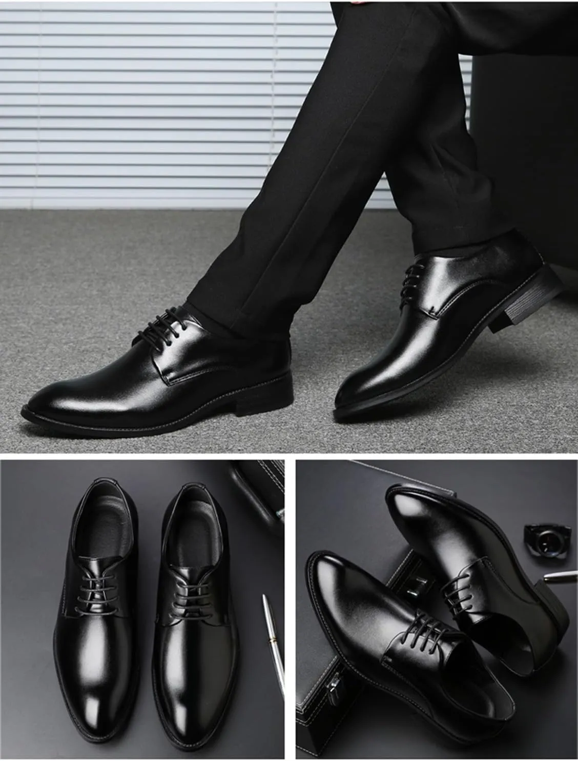 Men's Formal Oxford Shoes Casual Lace-up Classic Comfort Business Derbys Tuxedo Dress Shoes for Men
