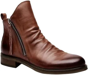 Men's High Top Casual Leather Boots-Mid-calf Round Toe Snow Boots-Chelsea Ankle Boots Lace Up Low Heel Combat Boots