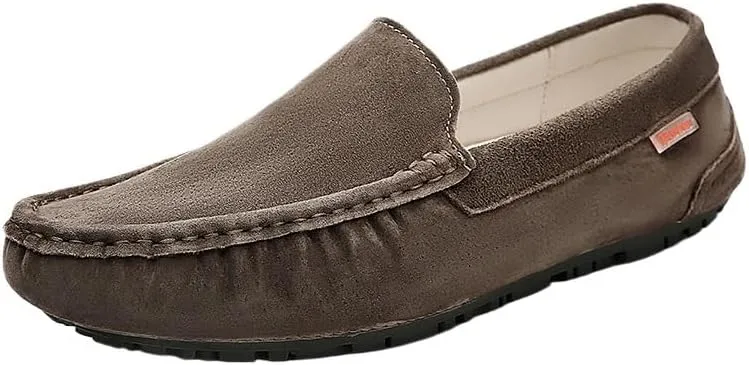 Men's Loafers Round Toe Suede Driving Shoes, Flexible & Lightweight Slip-Ons, Classic Style Anti-Slip Design