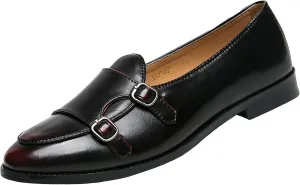 Men's Monk Strap Loafer Leather Slip-On Shallow Mouth Backless Oxford Shoes Casual Business Dress Shoes