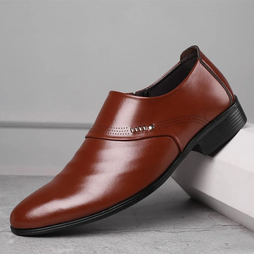 Mens Oxfords Leather Dress Shoes Slip On Pointed Toe Derbys Classic Formal Business Shoes