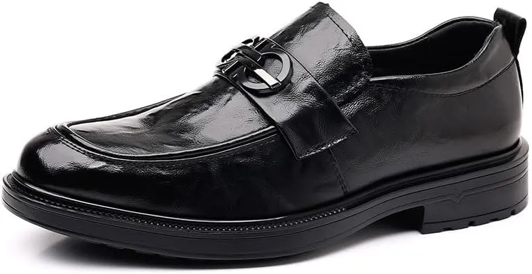 Men’s Platform Oxfords Men Leather Slip-On Dress Shoes Business Wedding Tuxedo Derby Shoes