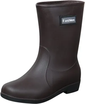 Men's Rubber Rain Boots Waterproof Non Slip Mid Calf Boots for Garden Fishing Outdoor Mens Winter Boots