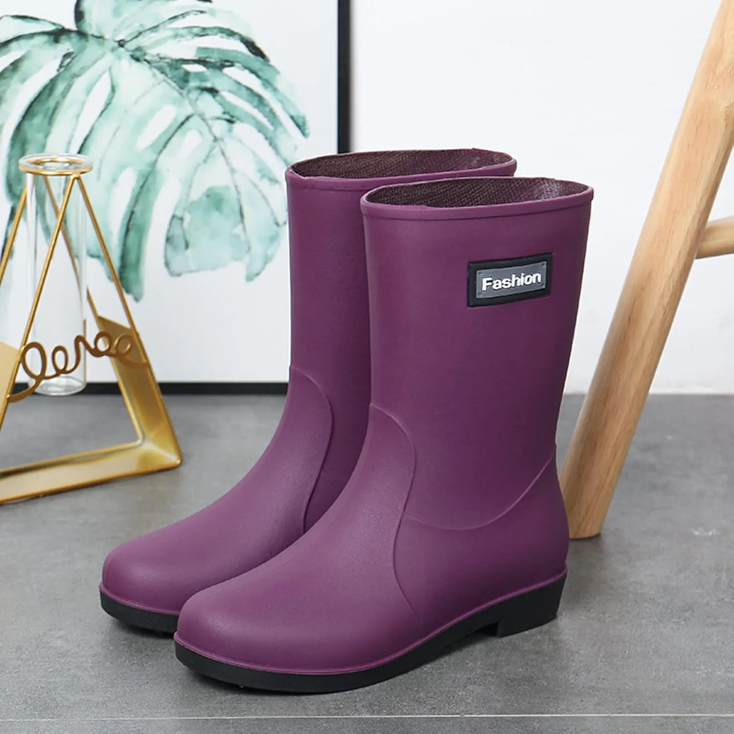 Men's Rubber Rain Boots Waterproof Non Slip Mid Calf Boots for Garden Fishing Outdoor Mens Winter Boots