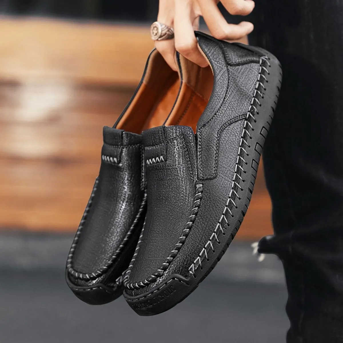 Mens Shoes Dress Slip-on Loafers: Men's Premium Genuine Leather for Driving