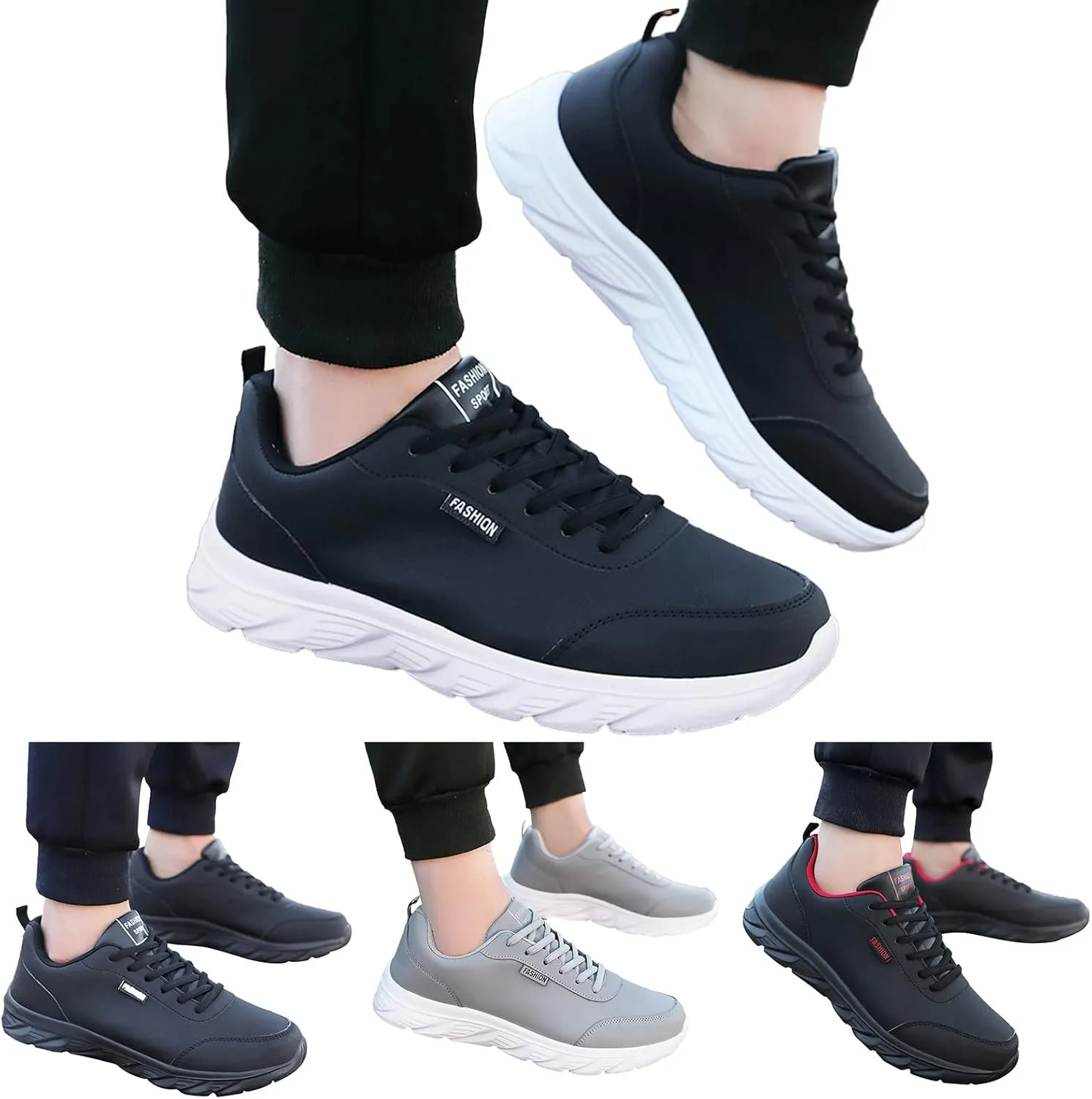 Mens Shoes Large Size Casual Leather Laace Up Solid Color Casual Fashion Simple Shoes Running Men's Sneaker