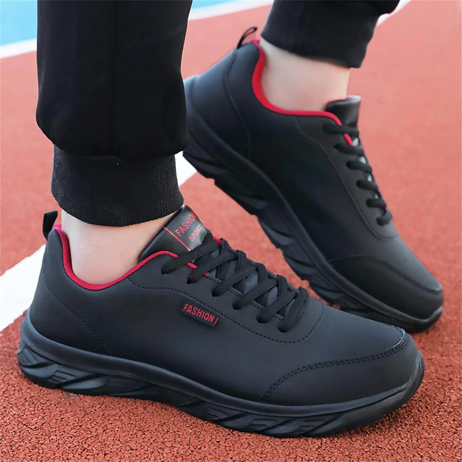 Mens Shoes Large Size Casual Leather Laace Up Solid Color Casual Fashion Simple Shoes Running Men's Sneaker