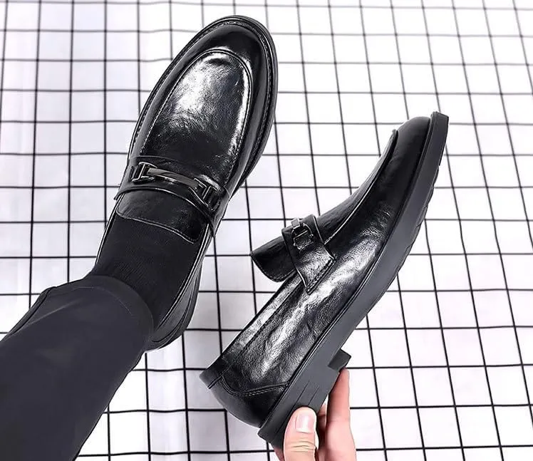 Men's Slip On Dress Shoes Pointed Toe Derbys Classic Formal Business Brogue Oxfords Shoes