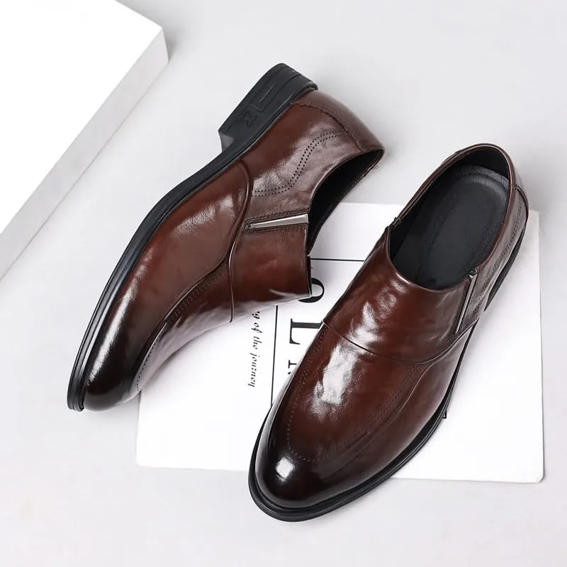 Men's Slip On Pointed Toe Derbys Classic Formal Business Shoes