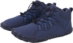 Mens Winter Barefoot Hiking Boots Slip-On Warm Zero Drop Snow Boots with Wide Toe Box Ankle Bootie Cut Minimalist Waterproof Five-Finger Sneakers for Hiking Walking Outdoor Adventures Unisex Design