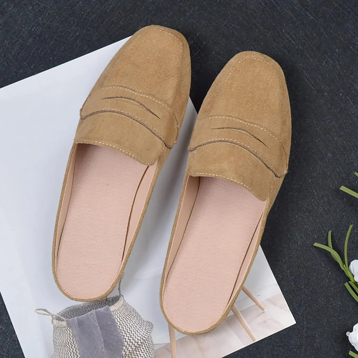 Mules for Women Comfort Dressy Flats Slip on Slides Loafers Backless Mules & Clogs Casual Dress Mules