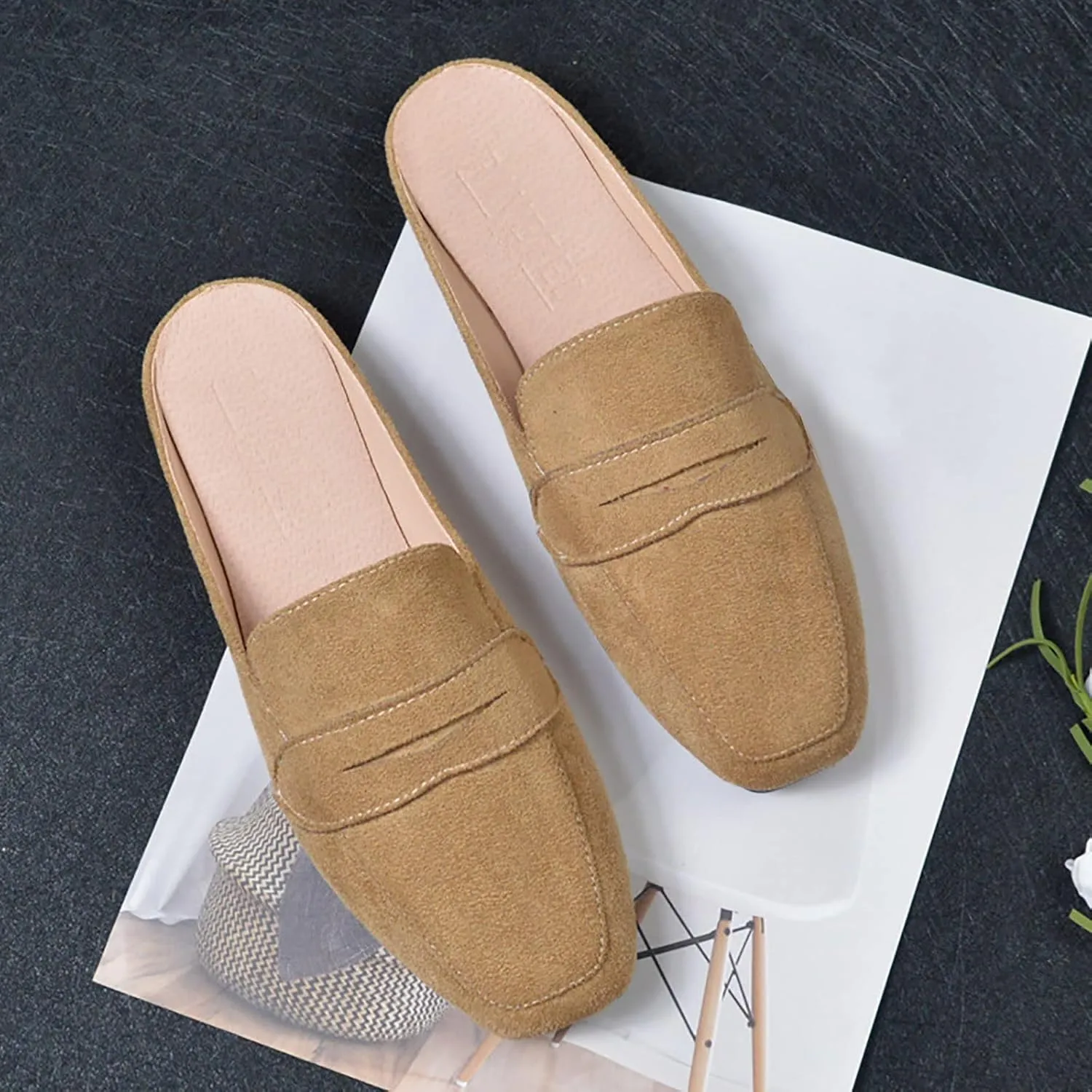 Mules for Women Comfort Dressy Flats Slip on Slides Loafers Backless Mules & Clogs Casual Dress Mules