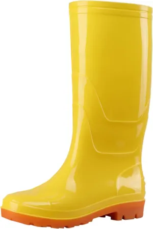 NLOMOCT Rain Boots Women Wide Calf Women Rain Boots Black Waterproof Mid Calf Lightweight Cute Booties Out Work Garden Shoes