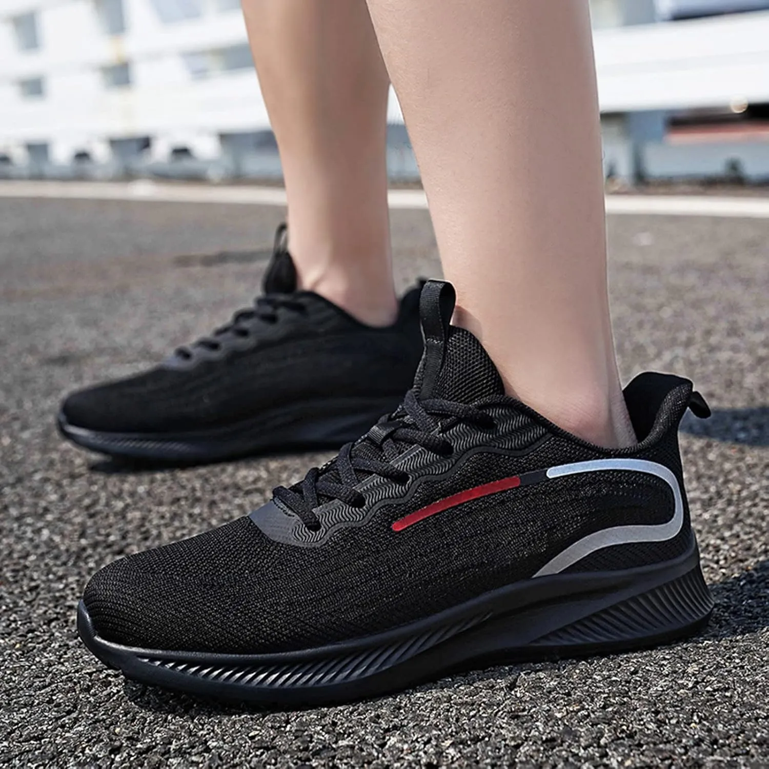 Non Slip Work Sport Shoes for Men Breathable and Light Outdoor Comfy Walking Shoe Soft Flat Soled Elderly Shoes
