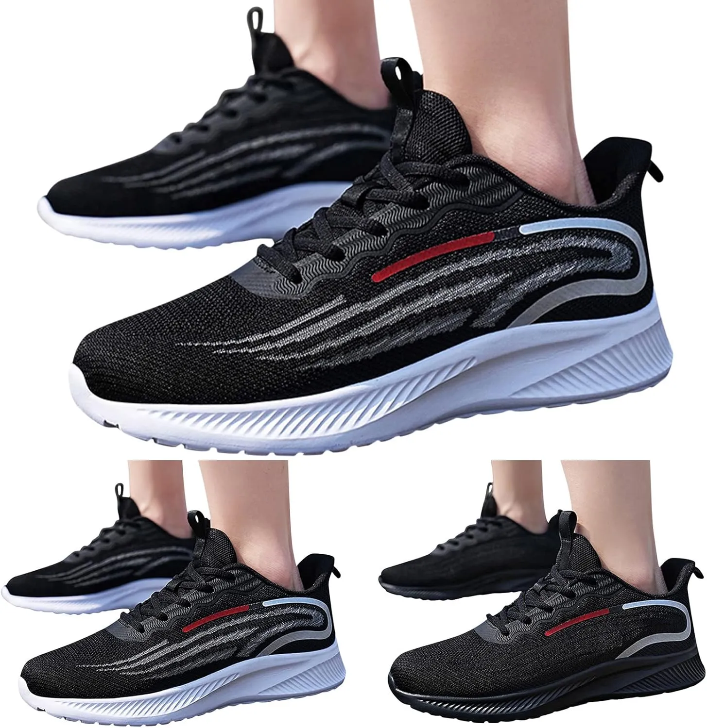 Non Slip Work Sport Shoes for Men Breathable and Light Outdoor Comfy Walking Shoe Soft Flat Soled Elderly Shoes