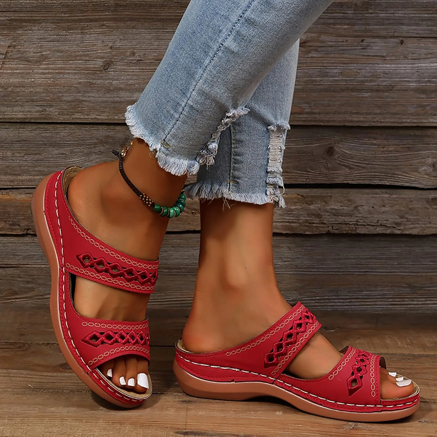Orthopedic Sandals for Women 2025 Heel Support Orthopedic Wide Foot Sandals Orthopedic Summer Flat Sandals Orthotic Womens Summer Sandals Dressy Black Sandals Women Comfortable Small Heel