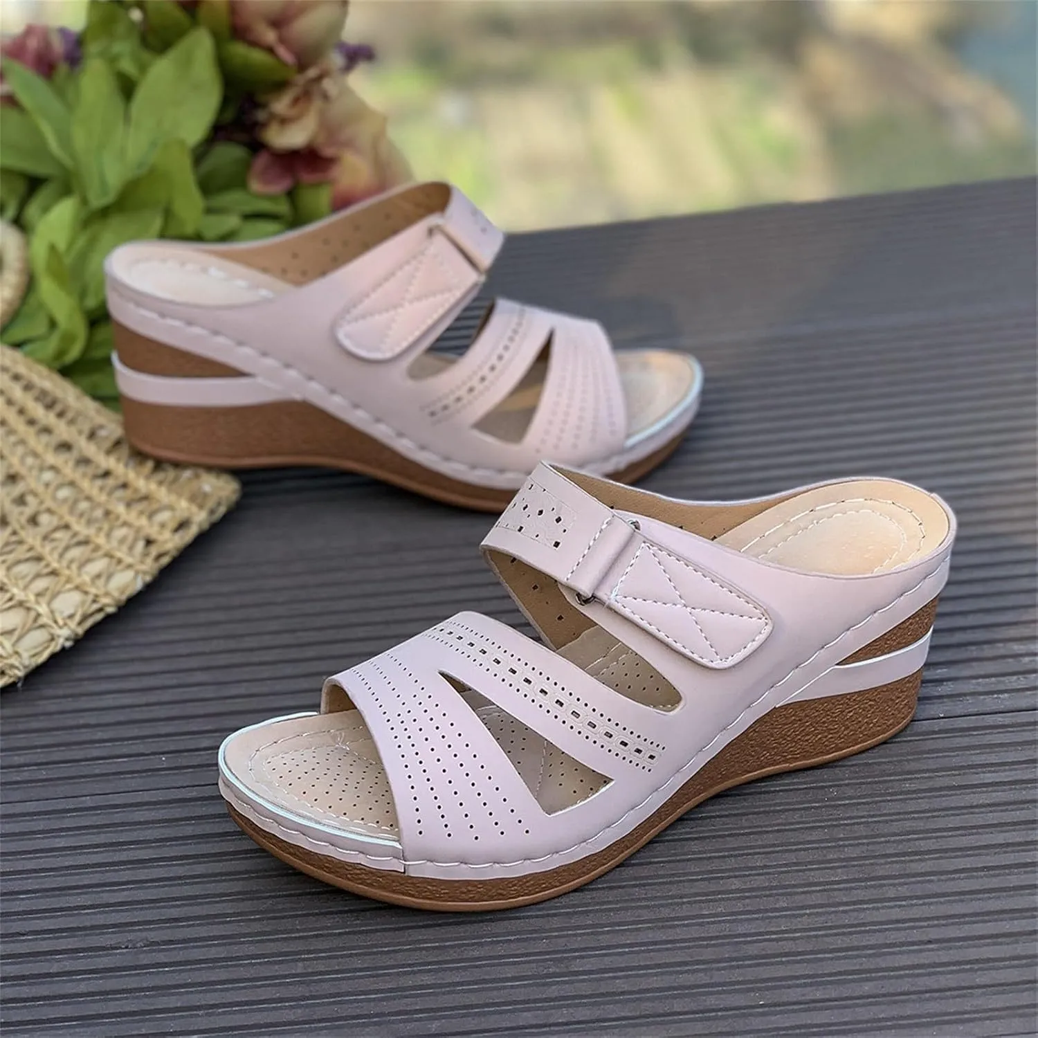 Orthopedic Sandals for Women 2025 Spring Platform Sandal Fashion Wedges Slip On Flip Flops Casual Comfortable Open Toe Dressy Summer Beach Shoes for Vacation
