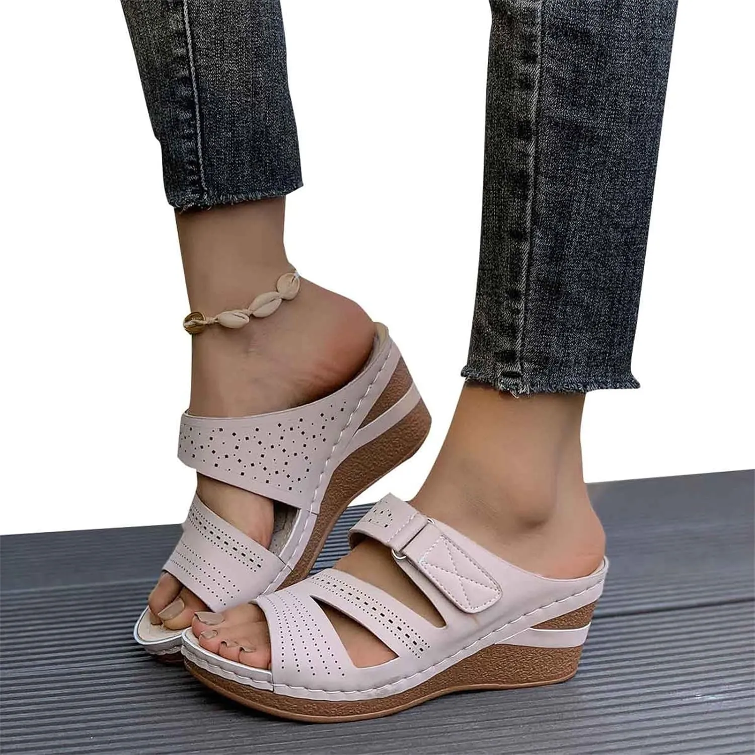 Orthopedic Sandals for Women 2025 Spring Platform Sandal Fashion Wedges Slip On Flip Flops Casual Comfortable Open Toe Dressy Summer Beach Shoes for Vacation