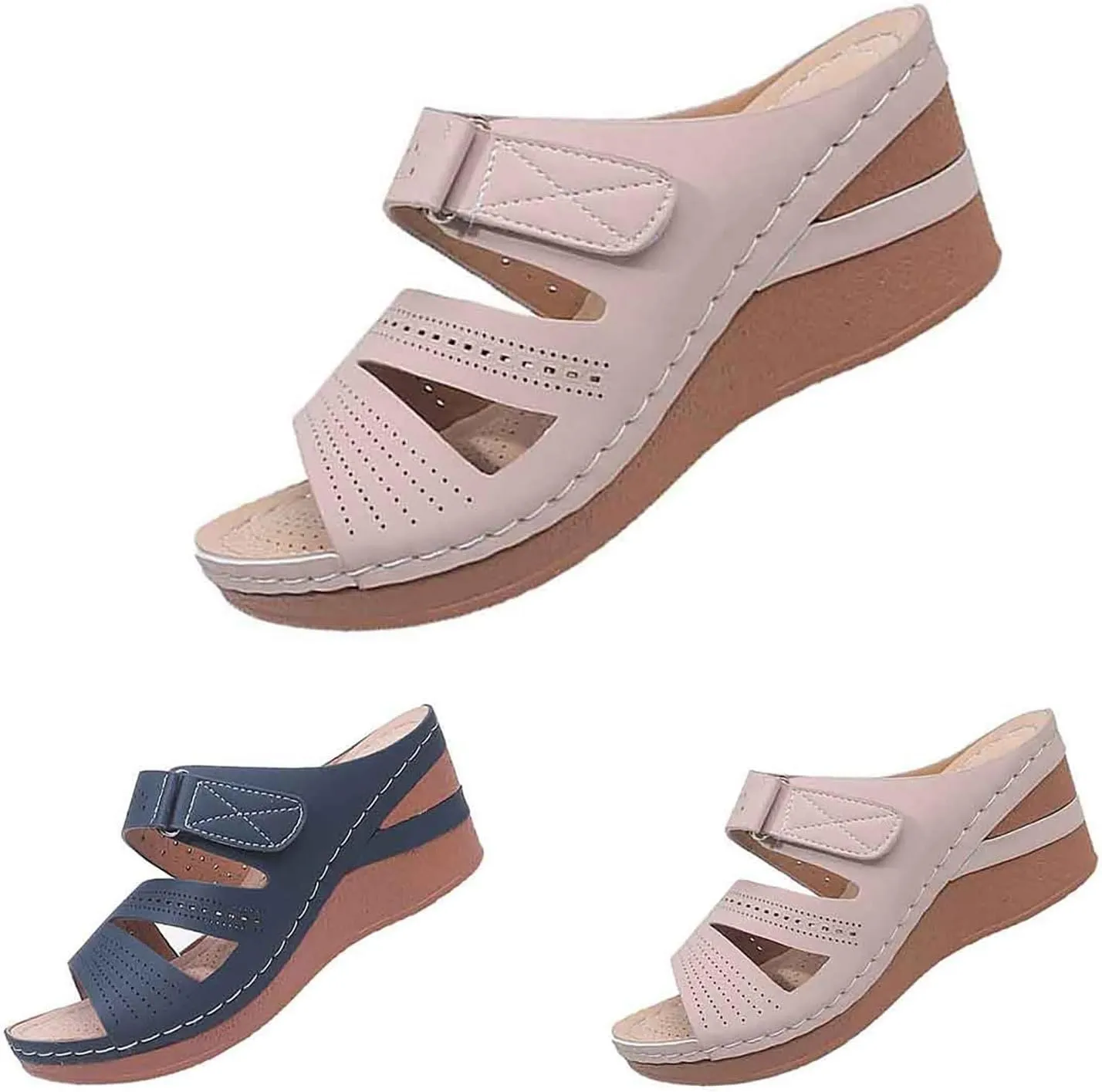 Orthopedic Sandals for Women 2025 Spring Platform Sandal Fashion Wedges Slip On Flip Flops Casual Comfortable Open Toe Dressy Summer Beach Shoes for Vacation
