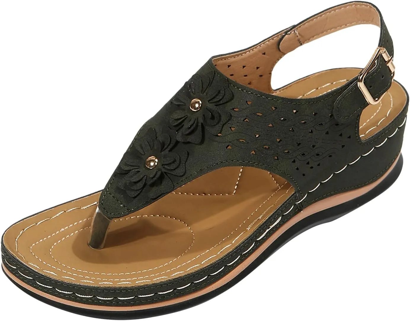 Orthopedic Sandals for Women Arch Support Orthotic Adjustable Straps Lightweight Cushion Walking Sandals Non Slip Sole Dressy Beach Footwear Summer Flip Flops for Women