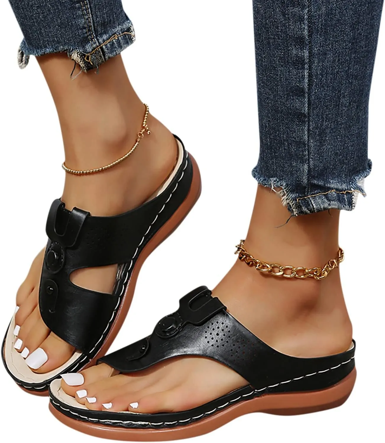 Orthopedic Sandals for Women Cushion Orthopedic Flip Flops Women Sandals for Women Dressy Summer Heel Orthotic Ladies Dress Sandals Low Heel Orthopedic Arch Support Sandals for Women 2025