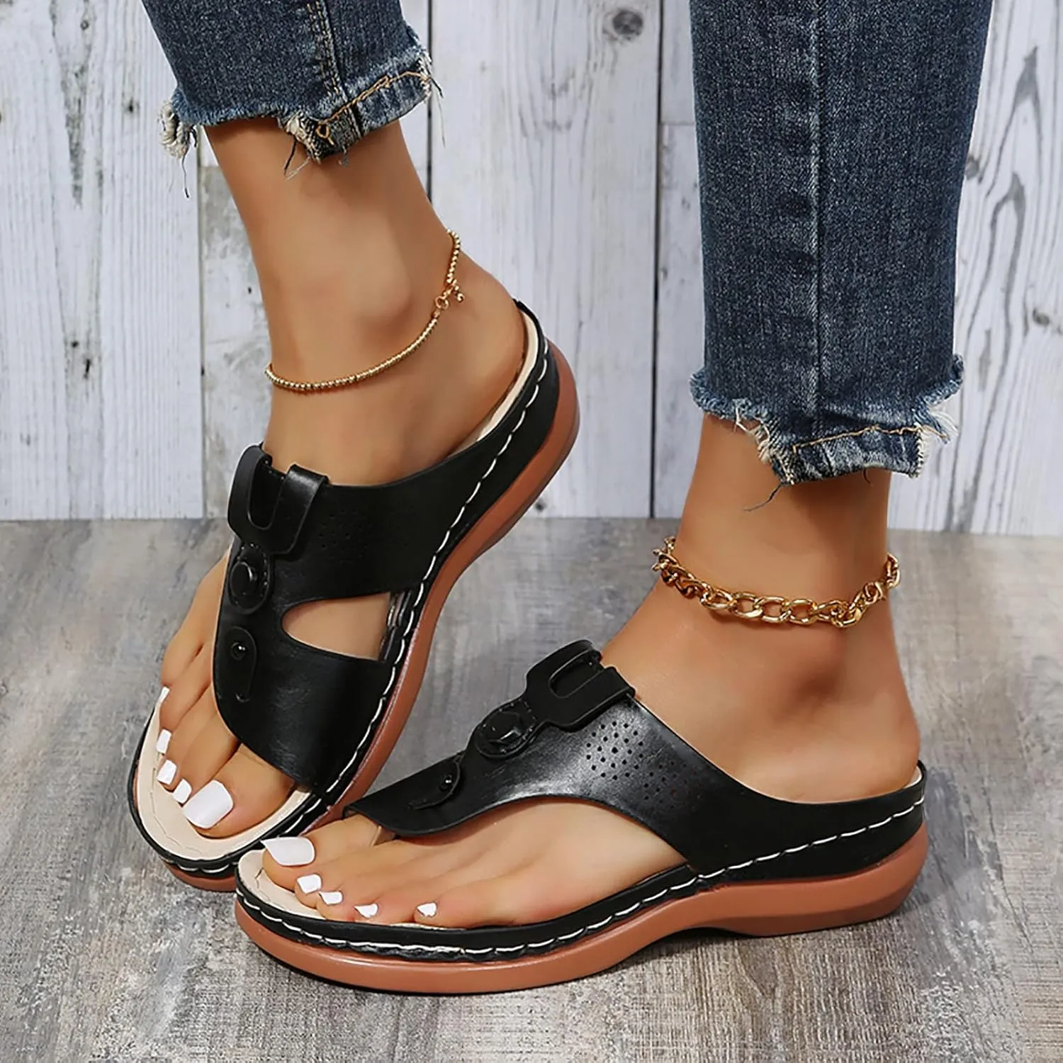 Orthopedic Sandals for Women Cushion Orthopedic Flip Flops Women Sandals for Women Dressy Summer Heel Orthotic Ladies Dress Sandals Low Heel Orthopedic Arch Support Sandals for Women 2025
