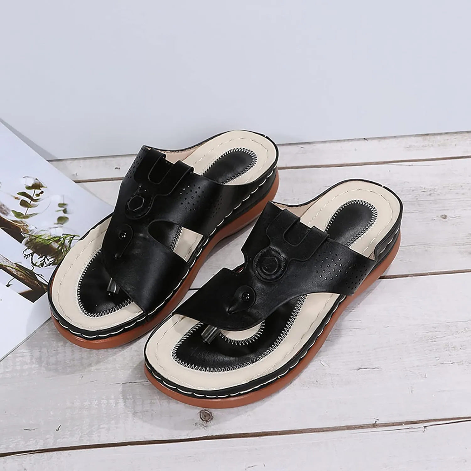 Orthopedic Sandals for Women Cushion Orthopedic Flip Flops Women Sandals for Women Dressy Summer Heel Orthotic Ladies Dress Sandals Low Heel Orthopedic Arch Support Sandals for Women 2025