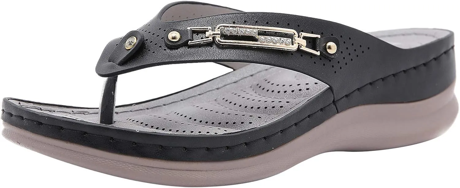 Orthopedic Sandals Walking Orthopedic Wide Width Sandals for Women with Arch Support Comfortable Sandals Women Orthopedic Womens Shoes Sandals Dressy Casual Summer Wedge Orthopedic Support Slippers