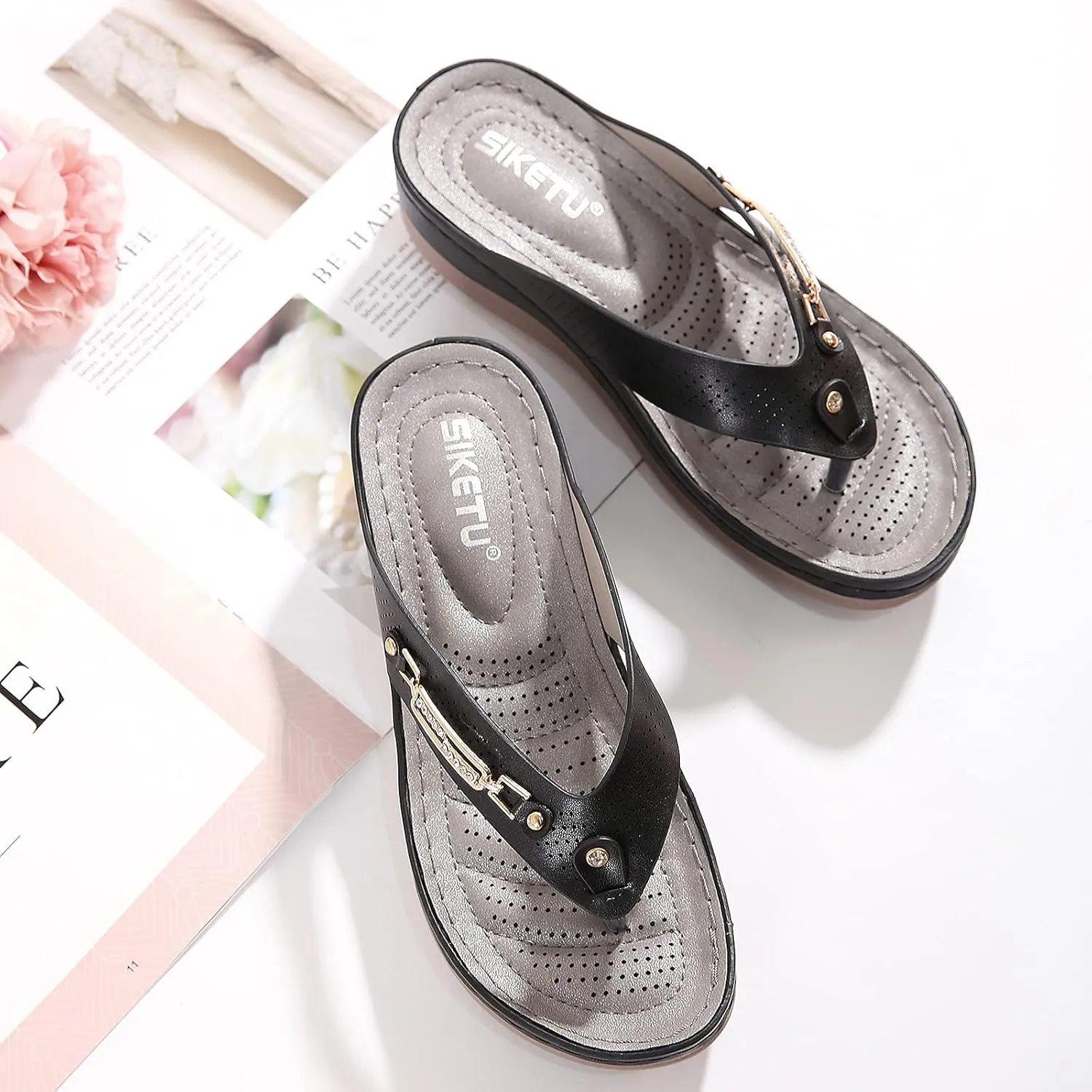 Orthopedic Sandals Walking Orthopedic Wide Width Sandals for Women with Arch Support Comfortable Sandals Women Orthopedic Womens Shoes Sandals Dressy Casual Summer Wedge Orthopedic Support Slippers